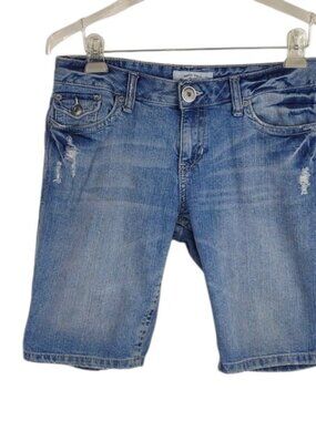 Aeropostale Stretch Distressed 5 Pocket Blue Jeans Shorts